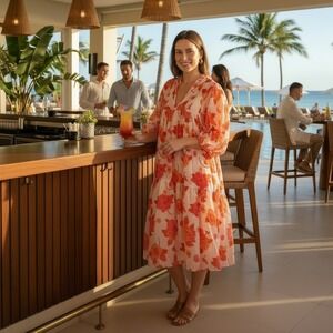 Karni Womens Midi Tiered Dress Resort Beach Summer Brunch Garden Party Medium‎
